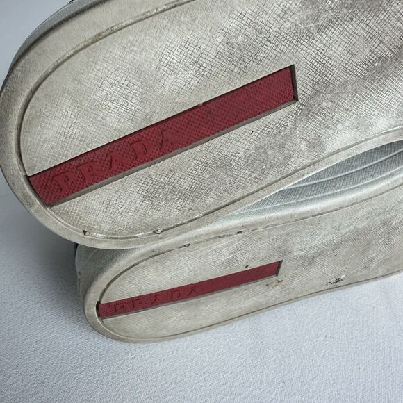 prada high-top linea rossa Gray Suede sneakers shoes 4t2863 UK Size 8 US size 9 - Picture 5 of 9